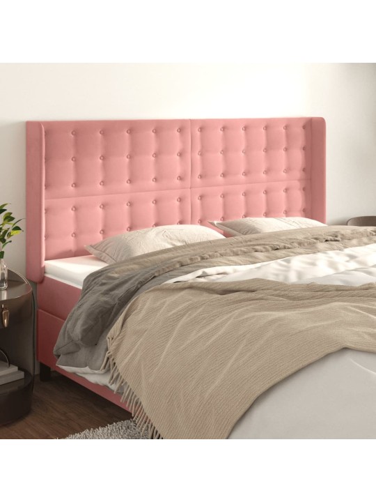 Čelo postele typu ušák růžové 183x16x118/128 cm samet
