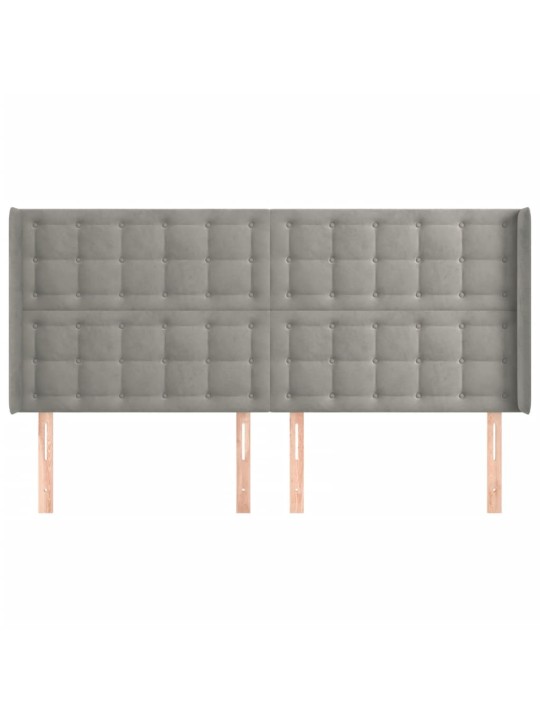 Čelo postele typu ušák světle šedé 203x16x118/128 cm samet