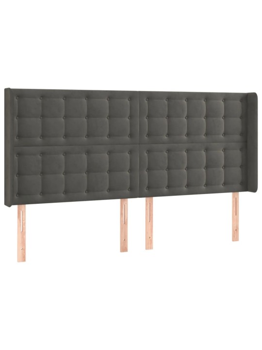 Čelo postele typu ušák tmavě šedé 203x16x118/128 cm samet