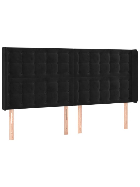 Čelo postele typu ušák černé 203x16x118/128 cm samet
