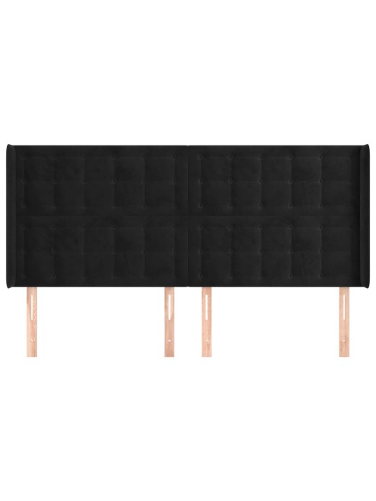 Čelo postele typu ušák černé 203x16x118/128 cm samet