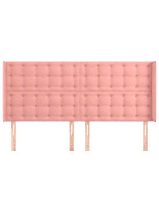 Čelo postele typu ušák růžové 203x16x118/128 cm samet