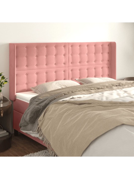 Čelo postele typu ušák růžové 203x16x118/128 cm samet
