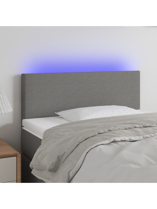 Čelo postele s LED tmavě šedé 80 x 5 x 78/88 cm textil