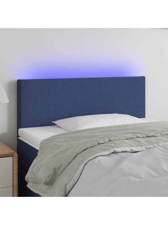 Čelo postele s LED modré 80 x 5 x 78/88 cm textil