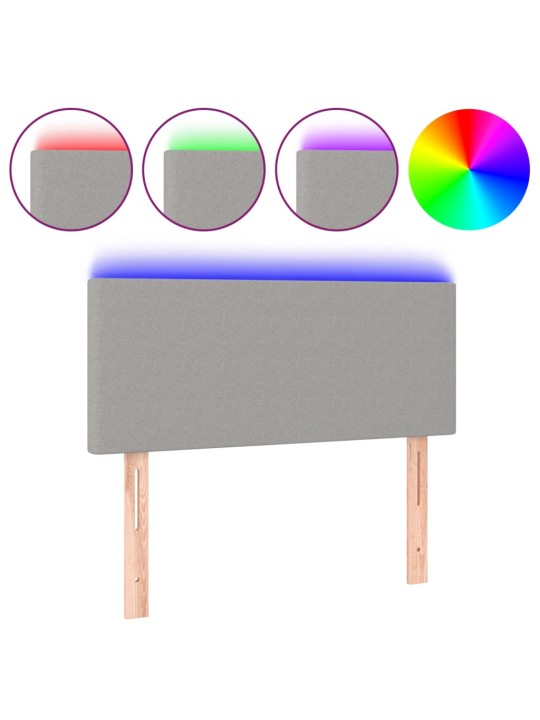 Čelo postele s LED světle šedé 100 x 5 x 78/88 cm textil
