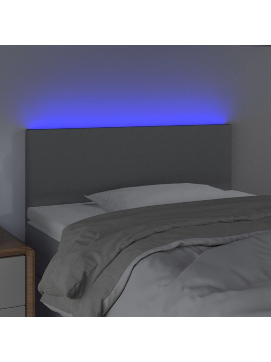 Čelo postele s LED světle šedé 100 x 5 x 78/88 cm textil