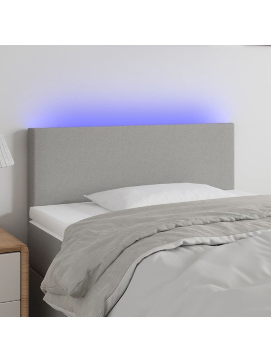 Čelo postele s LED světle šedé 100 x 5 x 78/88 cm textil