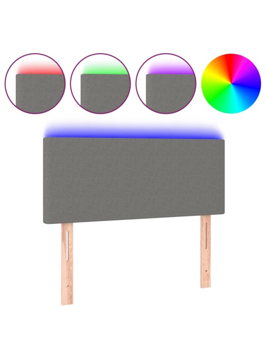 Čelo postele s LED tmavě šedé 100x5x78/88 cm textil