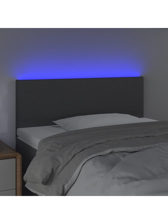 Čelo postele s LED tmavě šedé 100x5x78/88 cm textil