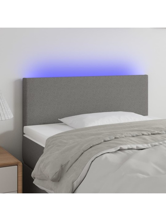 Čelo postele s LED tmavě šedé 100x5x78/88 cm textil