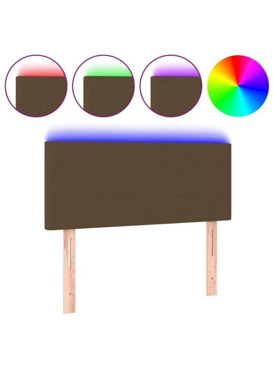 Čelo postele s LED tmavě hnědé 100x5x78/88 cm textil