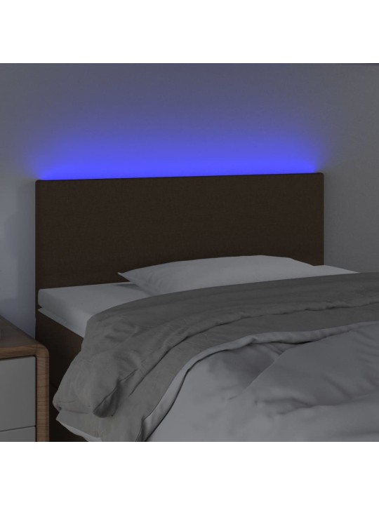 Čelo postele s LED tmavě hnědé 100x5x78/88 cm textil