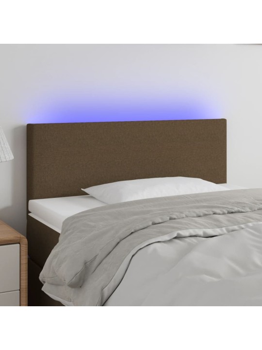 Čelo postele s LED tmavě hnědé 100x5x78/88 cm textil