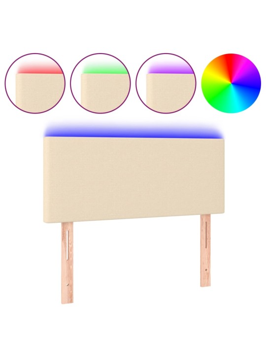 Čelo postele s LED krémové 100x5x78/88 cm textil