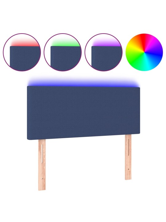 Čelo postele s LED modré 100x5x78/88 cm textil
