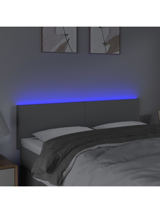 Čelo postele s LED světle šedé 144 x 5 x 78/88 cm textil