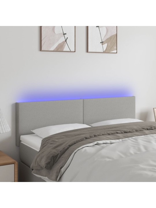 Čelo postele s LED světle šedé 144 x 5 x 78/88 cm textil