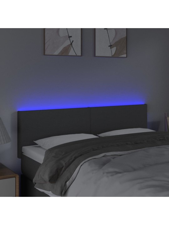 Čelo postele s LED tmavě šedé 144x5x78/88 cm textil