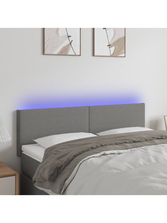 Čelo postele s LED tmavě šedé 144x5x78/88 cm textil