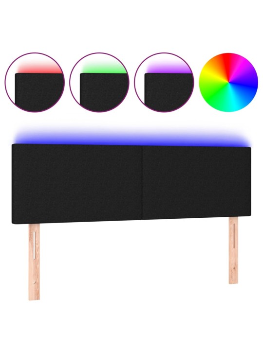 Čelo postele s LED černé 144x5x78/88 cm textil