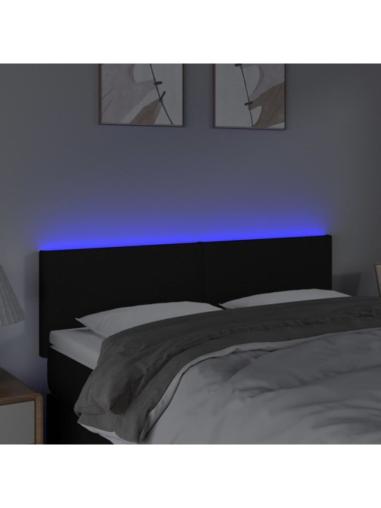 Čelo postele s LED černé 144x5x78/88 cm textil