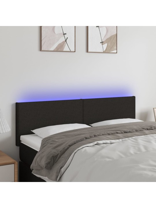 Čelo postele s LED černé 144x5x78/88 cm textil