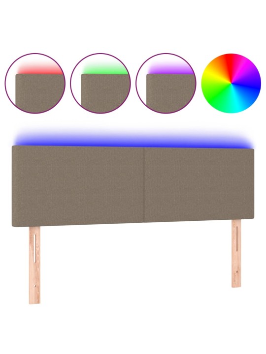 Čelo postele s LED taupe 144x5x78/88 cm textil