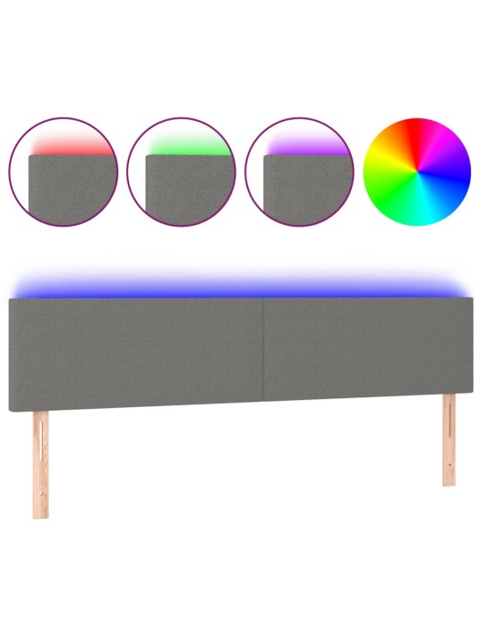 Čelo postele s LED tmavě šedé 160x5x78/88 cm textil