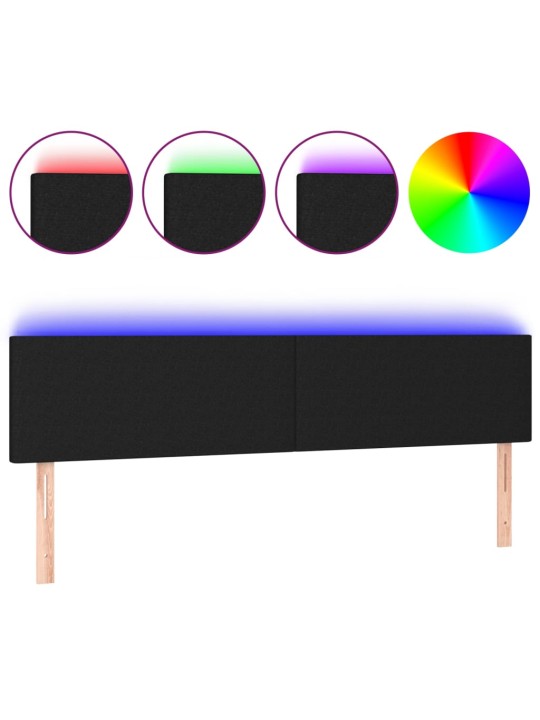 Čelo postele s LED černé 160x5x78/88 cm textil