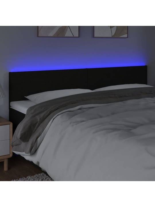 Čelo postele s LED černé 160x5x78/88 cm textil