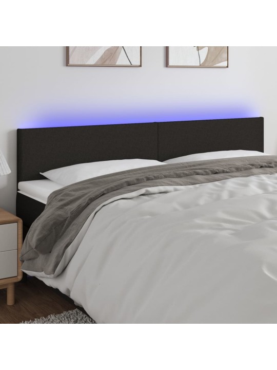 Čelo postele s LED černé 160x5x78/88 cm textil