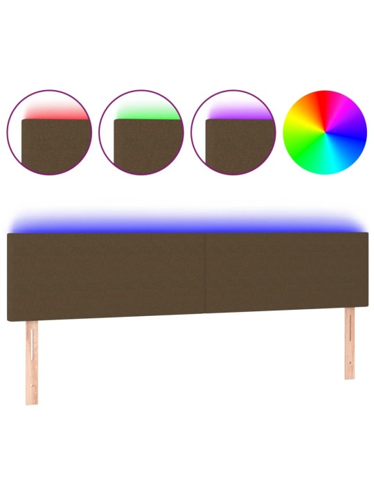 Čelo postele s LED tmavě hnědé 160x5x78/88 cm textil