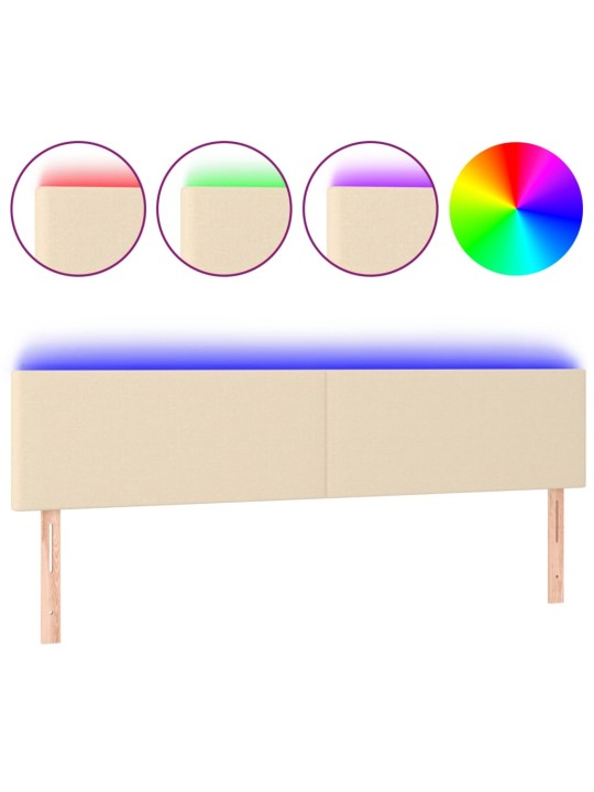 Čelo postele s LED krémové 160x5x78/88 cm textil