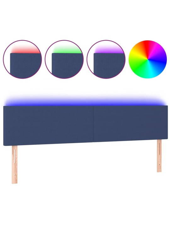 Čelo postele s LED modré 180x5x78/88 cm textil