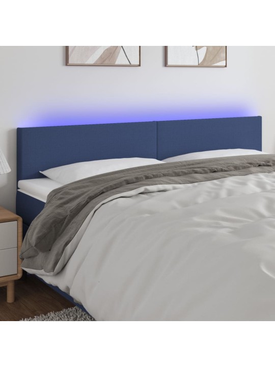 Čelo postele s LED modré 180x5x78/88 cm textil