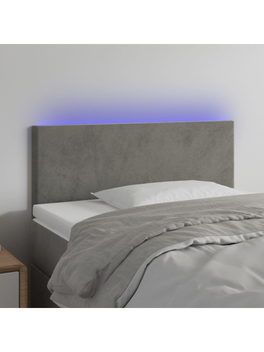 Čelo postele s LED světle šedé 80 x 5 x 78/88 cm samet
