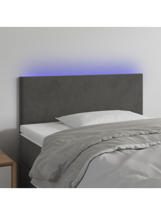 Čelo postele s LED tmavě šedé 80 x 5 x 78/88 cm samet