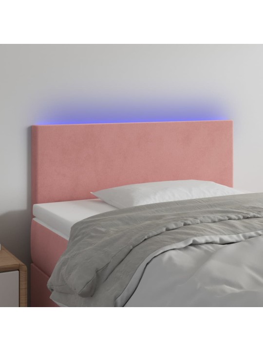 Čelo postele s LED růžové 80 x 5 x 78/88 cm samet