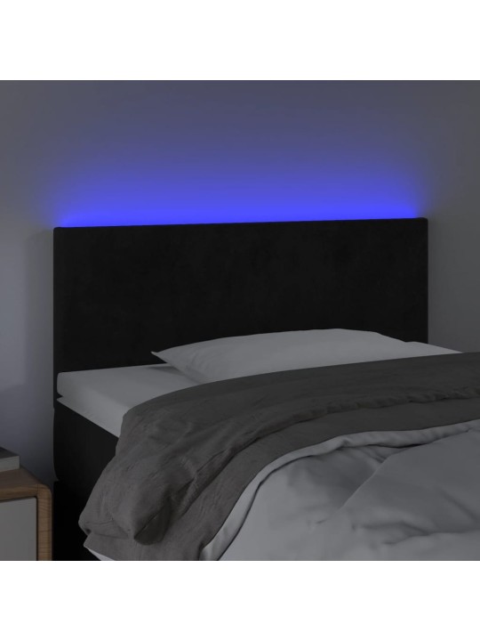 Čelo postele s LED černé 90x5x78/88 cm samet