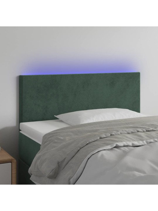 Čelo postele s LED tmavě zelené 90x5x78/88 cm samet