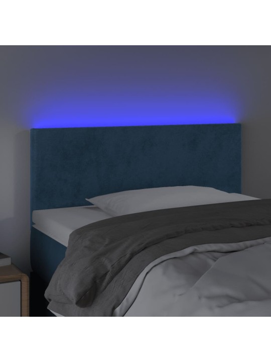 Čelo postele s LED tmavě modré 90x5x78/88 cm samet