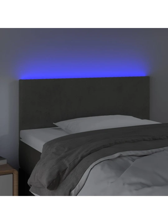 Čelo postele s LED tmavě šedé 100x5x78/88 cm samet