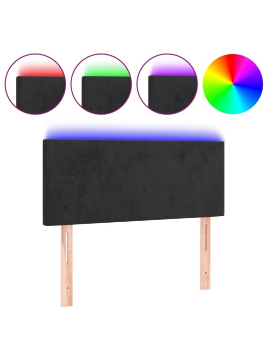 Čelo postele s LED černé 100x5x78/88 cm samet