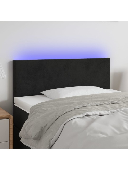 Čelo postele s LED černé 100x5x78/88 cm samet