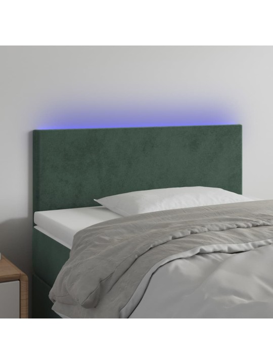 Čelo postele s LED tmavě zelené 100x5x78/88 cm samet