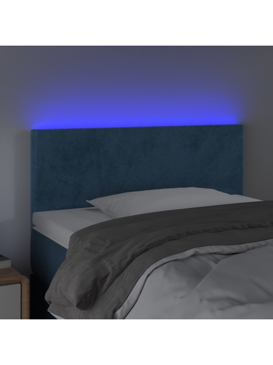 Čelo postele s LED tmavě modré 100x5x78/88 cm samet