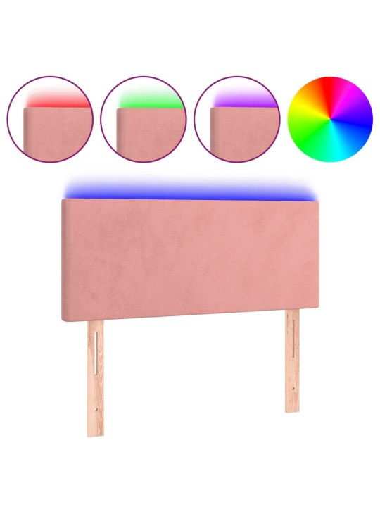 Čelo postele s LED růžové 100x5x78/88 cm samet