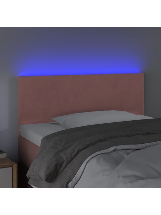 Čelo postele s LED růžové 100x5x78/88 cm samet