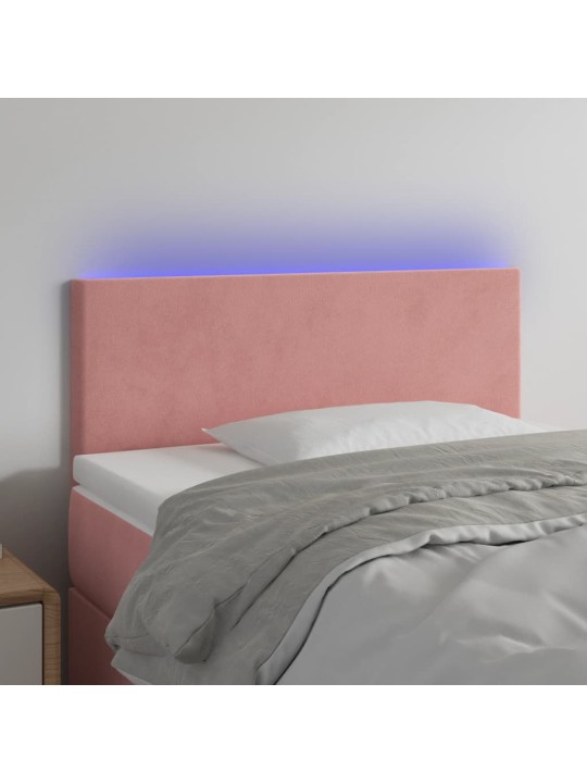 Čelo postele s LED růžové 100x5x78/88 cm samet